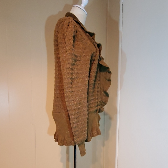 Kenzo Olive Green Rufflie V-Cut Sweater - Picture 2 of 7